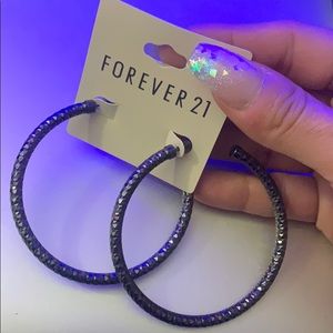 Forever 21 Gunmetal Hoop earrings